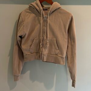 Brandy Melville cozy cropped zip up hoodie with pockets